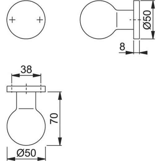 Knopfrosette 50/11 Alu.F1 Aufn.M12 Kugelknopf HOPPE