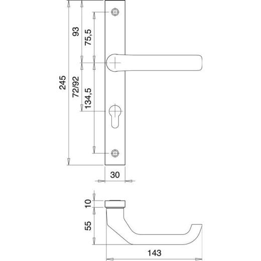 Profiltürgarnitur 2312/9203 Alu.F1 PZ TS 68-77mm EDI Profiltürgarnitur 2312/9203 Alu.F1 PZ TS 68-77mm EDI