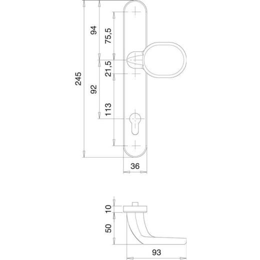 Profiltürgarnitur 1300/K22/035 Alu.F12 PZ EDI