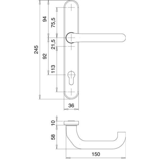 Profiltürgarnitur 1300/K22/035 Alu.F12 PZ EDI