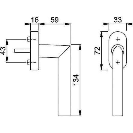 Fenstergriff Stock.E0140/US956 VA 32-42mm F69 Secustik®/VarioFit® HOPPE