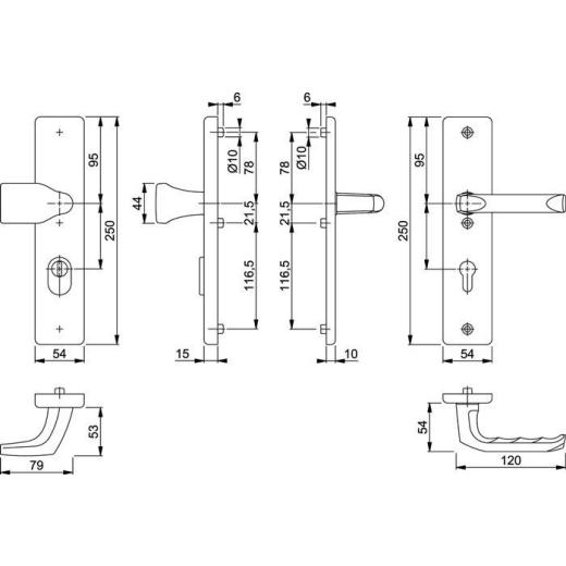 Hoppe Schutzgarnitur London Aluminium (F2/neusilberfarbig) PZ