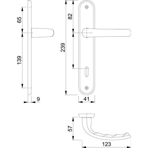 Hoppe Langschildgarnitur Tôkyô Messing poliert (F71) BB