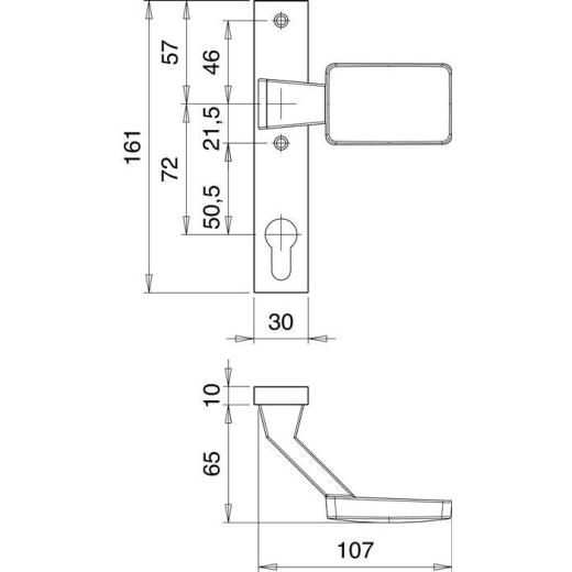 Schlosskasten-Griff 1317/1020 Alu.Aufnahme M12 EDI