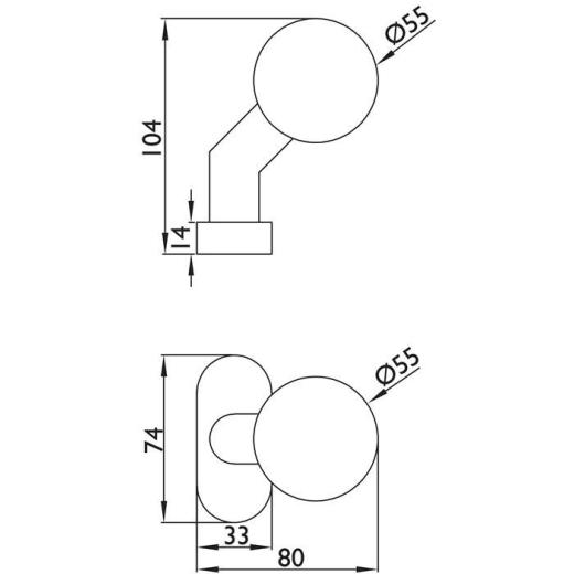 Rahmentürknopf 2085 Material VA 60 gekr.fest