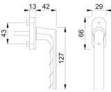 Fenstergriff Hamburg 0700L/U26 Alu.F1 Alu.silberfarben 32-42mm Stand.HOPPE