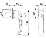 Fenstergriff NY 0810S/U10 Alu.F9016/verkehrsweiß 32mm abschl.HOPPE