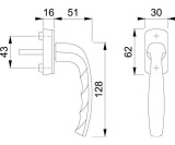 Fenstergriff NY 0810/US10 Alu.32-42mm F8707 Secustik®/VarioFit® HOPPE