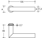 Türdrückerpaar 162PCM/162XAM VA XA m.Mini-Drückerrosette 4-KT.8mm HEWI