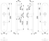 Langschildpaar F1 Alu.silberfarben F1 PZ 72mm HOPPE