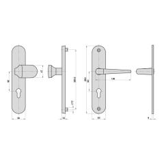 Aluminium-Vollmaterial-Schutzbeschlag, | Langschild rund (PZ) 92/10 mm, Alu F1