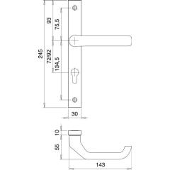 Profiltürgarnitur 2320/9203 Alu.F1 PZ TS 68-77mm EDI