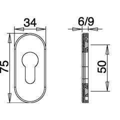 Schlüsselrosette 0813/6003 VA EST Schildst.6mm PZ ov.EDI