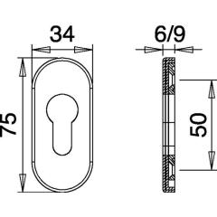 Schlüsselrosette 0811/6003 Alu.F12 Schildst.6mm PZ ov.EDI