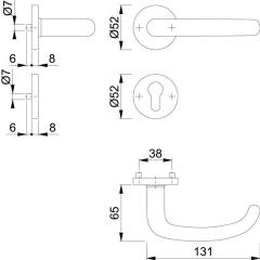Rosettengrt.San Fran.E1301Z/42KV/42KVS VA F69 U-Form PZ DIN L/R D/D HOPPE