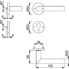 Rosettengrt.Ams.E1400Z/42KV/42KVS VA F69 rd.PZ DIN L/R D/D HOPPE