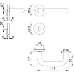 Rosettengrt.Paris E138Z/42KV/42KVS VA F69 U-Form OB DIN L/R D/D HOPPE