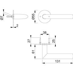 Türdrückerpaar Stock.E1140Z/849N VA F69 m.Drückerrosetten 4-KT.8mm HOPPE