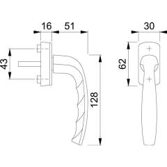 Fenstergriff NY 0810/US10 Alu.32-42mm F1/naturf.Secustik®/VarioFit® HOPPE