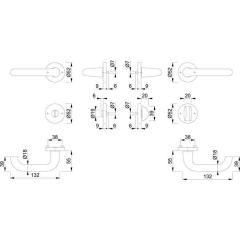 Rosettengrt.Paris 138L/42KV/42KVS Alu.F1 U-Form SK/OL DIN L/R D/D HOPPE