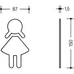 Symbol Frau 710XA.150.2 VA Farb-Nr.XA B.87mm H.150mm S.1,5mm HEWI