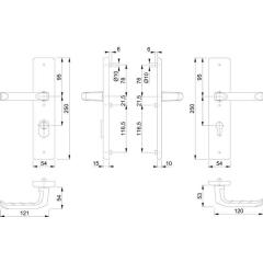 Schutzgarnitur London 113/2222ZA/2210 Alu.F1 72mm 37-47mm HOPPE