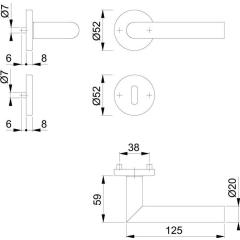 Rosettengrt.Ams.E1400Z/42KV/42KVS VA F9714M Gehrung OB DIN L/R HOPPE