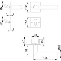 Rosettengrt.Ams.E1400Z/848N/848NS VA F9714M Gehrung PZ DIN L/R HOPPE