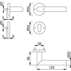 Rosettenhalbgarnitur Ams.E1400Z/42/42S VA F9714M 4-KT.8mm f.Kombischutz HOPPE