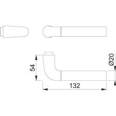 Türdrückerlochteil 1505 Alu.F49/F9-2 stahlfarben ma 4-KT.8mm DIN L/R HOPPE