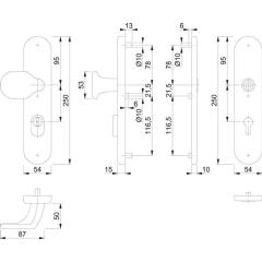 Schutzgarnitur 86G/3332ZA/3310 Alu.F1 92mm 67-77mm HOPPE