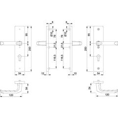 Schutzgarnitur London 113/2221/2410 Alu.F2 92mm 66-71mm HOPPE