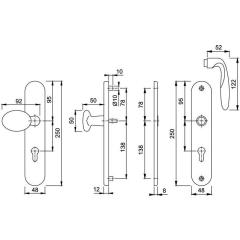 Schutzgarnitur Pisa M76G/361A/360/151 MS F77-R 72mm 37-42mm HOPPE