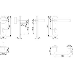 FS-Garnitur Paris FS-K58/353K/138 Ku.F9005 D/K TS 40-66mm PZ rd DIN L/R HOPPE
