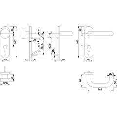 FS-Garnitur Paris FS-58/353KH/138 Alu.F1 D/K TS 45-65mm PZ rd DIN L/R HOPPE