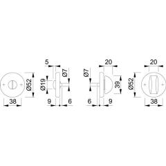 Schlüsselrosetten-Paar 42KVS Alu.F1/naturf.Schildst.9mm SK/OL rd.HOPPE