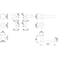 Rosettengrt.Tro.E58/42KV/42KVS/1430Z VA F69 rd.PZ DIN L/R fl.D/K HOPPE