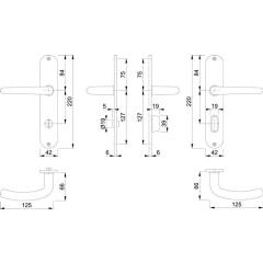 Langschildgarnitur Den.E1310Z/302 VA F69 SK/OL 78mm DIN L/R HOPPE