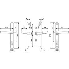 Profiltürgarnitur Tôkyô 1710RH/3346 Alu.F1 PZ f.TS 57-62mm HOPPE