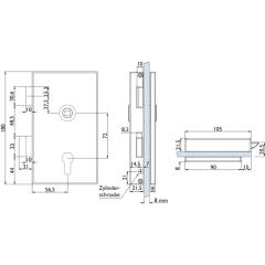 Glastürschloss 6053 PZ R-Molina VA ma PZ DIN re.HERMAT
