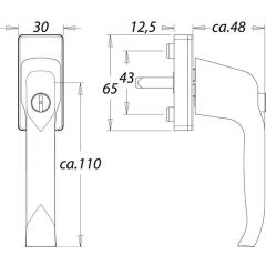 Fenstergriff 1003/2035 Alu.35mm F12/verkehrsweiß abschl.EDI