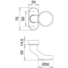 Profiltürknopf 2033/1610 Material VA EST 4-KT.8mm fest/drehbar EDI