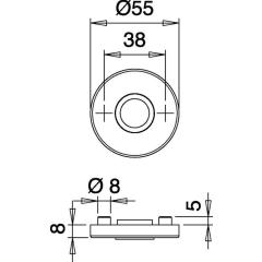 Dr.-Ros.051/1 VA EST Schildst.8mm Drückerloch rd.EDI
