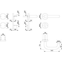 FS-Garnitur Paris FS-E138/42H/42HS VA F69 -/D TS 45-65mm PZ/bl.rd.DIN L/R HOPPE
