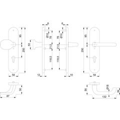 Schutzgarnitur Paris 86G/3331/3310/138L Alu.F4 72mm 37-47mm HOPPE